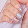 Laser bronzing nail stickers with glitter and floral designs on manicured nails - Pink White Sequin Pattern Exquisite Nail Sticker (DQ3-079)