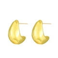Minimalist glossy gold water drop stud earrings with sleek metallic finish - Gold Large Water Drop (M-775)