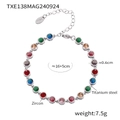 Colorful zircon beaded bracelet in titanium steel with PVD 18K gold plating - Steel Color Multicolor Zirconia Bracelet