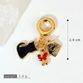 Golden pendant charms set with black cat, bone, and Family house for necklace DIY - Gold Cat Bone House Style (SMP53386)