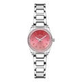IBSO ladies' fashion watch with silver mesh band and pink sunray crystal-set dial - Pink