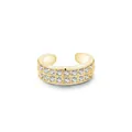Minimalist S925 silver ear cuff in gold finish with two rows of micro-paved zircons - 925 Silver / Double Row Rhinestone Gold (RHE783)