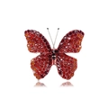 Exquisite rose gold butterfly brooch with red and orange rhinestones on white background - YNCP4540 Red