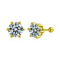Classic golden 6-prong moissanite stud earrings with secure screw back closure - 0.5 Carat Moissanite (Screw Back) / Gold