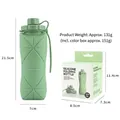 Borraccia pieghevole in silicone verde menta 600ml con scatola portatile da viaggio - Pieghevole Rotondo / Blu