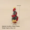 Mini artificial Christmas tree variant with Merry Christmas sign and wooden base - No.60 - 11cm Mini Tree with Red Decor