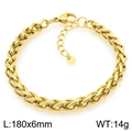 Bracelet chaîne en acier inoxydable doré avec maille tressée et fermoir mousqueton - Or-180x6mm(KB208483-GC)