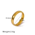 Gold stainless steel twisted ring 0.4cm width 1.7cm inner diameter weight 2.6g - US 6 / Gold Minimalist Rounded Style (NB-R2023202)