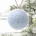 Blue felt ball Christmas ornament with jute string, 5cm wool ball for DIY holiday decor - 5cm / Blue