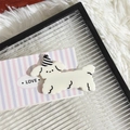 Cute white dog hair clip with party hat on pink striped card, stylish acrylic accessory - White Corgi