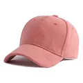 Pink faux suede baseball cap with a smooth matte texture and adjustable strap back - Adjustable / Pink