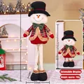 Retractable Christmas snowman doll with plaid coat and adjustable height legs - Large Retro 80CM Telescopic Snowman