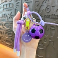Portachiavi da calcio viola con cinturino intrecciato e ciondolo smiley per borse - Viola