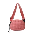 Pink quilted nylon crossbody fanny pack with adjustable strap and square grid pattern - 22*6*16 / Watermelon red