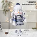 Figurine bonhomme de neige Noël bleu et blanc 33cm avec bonnet tricoté et écharpe - Bonhomme de Neige à Jambes de Fer
