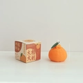 Realistic orange-shaped scented candle in vibrant orange with vintage gift box packaging - Small Tangerine