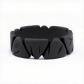 Bague rock hip-hop pour hommes en acier inoxydable noir mat avec design à rayures - US 7 / Noir mat