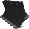 6-pack of men's athletic mid-calf socks in black and heather grey with cushioned soles - Free Size 39-47 / Striped Sole Black
