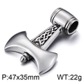Viking Thor's hammer pendant in silver steel with Celtic knot engravings, 47x35mm - Celtic Knot Viking Battle Axe Style (KP54395-BD)