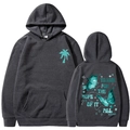 Sweat à capuche gris anthracite en coton avec logo palmier et motif graphique au dos - S / Hauts / Gris foncé (Motif 2)