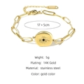 Bracciale a maglie in acciaio inossidabile dorato con ciondolo sole e pietra nera - Ciondolo a Raggi di Sole