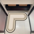 L-shaped heart corner bathroom mat in beige and khaki with geometric patterns - 70*70cm / Beige Khaki Geometric (Style L)