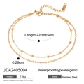 18k gold plated stainless steel double layer beaded anklet with waterproof finish - Double Layer Bead Decoration (JDA2405004)