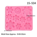Molde de silicona rosa con 9 copos de nieve variados para fondant o arcilla de DIY - Rosa