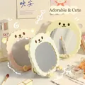 Foldable sheep-shaped desktop makeup mirror in pink, white, and yellow pastel colors - Lazy Sheep / Pink