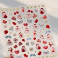 Stickers ongles 5D M-835 avec motifs de lapins mignons et desserts colorés - Style M-835 (Avec Colle Gelée)