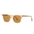 Occhiali da sole Wayfarer quadrati color ambra traslucido con lenti marroni e anima in metallo - Montatura Champagne Lenti Tè