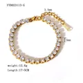 Dettaglio del bracciale tennis con zirconi da 5mm oro con dimensioni e moschettone - Bracciale Tennis in Zirconia Dorato (YYB023113-G) / Oro