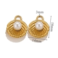 Goldener Muschel-Anhänger mit weißer Perle, Marine-Serie DIY-Schmuckzubehör 18mm - Weiß