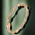 Elegant rose gold beaded bangle bracelet featuring olive-shaped beads and invisible clasp - Rose Gold Bracelet (15-E-3)
