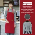Waterproof burgundy canvas apron with adjustable neck strap and reinforced pockets - A22 Style/Halter Neck / Burgundy
