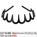 Classic black wavy plastic headband with multiple teeth for secure hair grip - 450# AL066 Large M Black