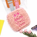 Custodia igienica in peluche rosa con ricamo a coniglio e cerniera per uso quotidiano - 14*14cm / Rosa (Coniglio)