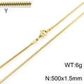 500mm gold snake bone chain necklace in polished stainless steel for men and women - Gold 1.5mm Snake Chain (KN203747-Z)