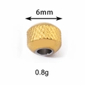 Golden 6mm stainless steel textured bead with knurled finish for DIY jewelry - 6x2.5mm / Gold