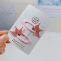 Pink crown hair clips with colorful rhinestones for girls on a white display card - Small Pink Crown BB Clips (Pair)