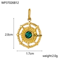 Pendente bohémien in acciaio al titanio dorato con intarsio in malachite verde - Verde Malachite (WP37026B12)