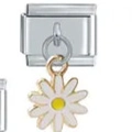 Customizable stainless steel modular charm bracelet featuring a delicate daisy pendant charm - 0062 Colorful Ten-petal Flower - White