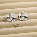 Modern 2.3cm hammered silver titanium steel stud earrings with textured finish - R198 Wrinkled Coin / Steel