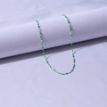 Elegant silver stainless steel chain necklace featuring vibrant green oval charms - Steel + Emerald Green / 40+5cm