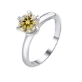 Classic silver ring with six-prong setting featuring a brilliant 1 carat yellow moissanite - Adjustable Open / 3-carat Lemon Yellow Moissanite (gra Certificate)