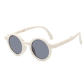 Foldable round kids sunglasses in ivory white with UV protection and retro style frames - Beige