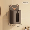 Brown bear-shaped wall-mounted tissue box holder with matte finish for bathroom - Bear Style / Milk Coffee
