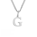 Minimalist stainless steel alphabet G pendant necklace with adjustable chain in silver - Letter Style(G) (CDNP014) / Silver