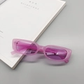 Close-up of pink square sunglasses with 52-20-140 size specs printed on the temple - Jelly Purple