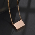 Minimalist envelope locket necklace with rectangular pendant in elegant rose gold finish - Glossy / Rose Gold